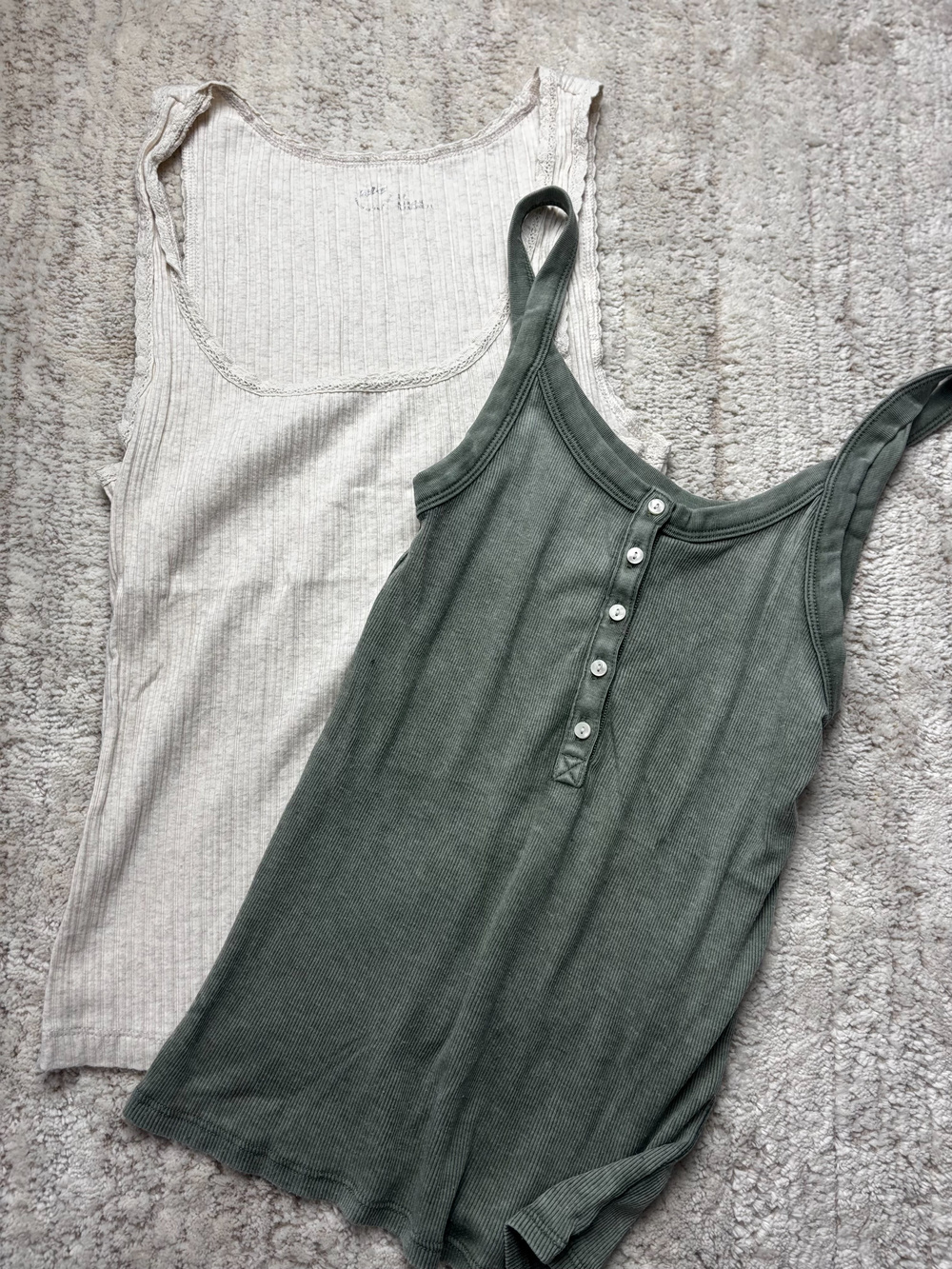 Aerie Ribbed Tank Top Button Front Scoop Neck Size S Bundle of 2